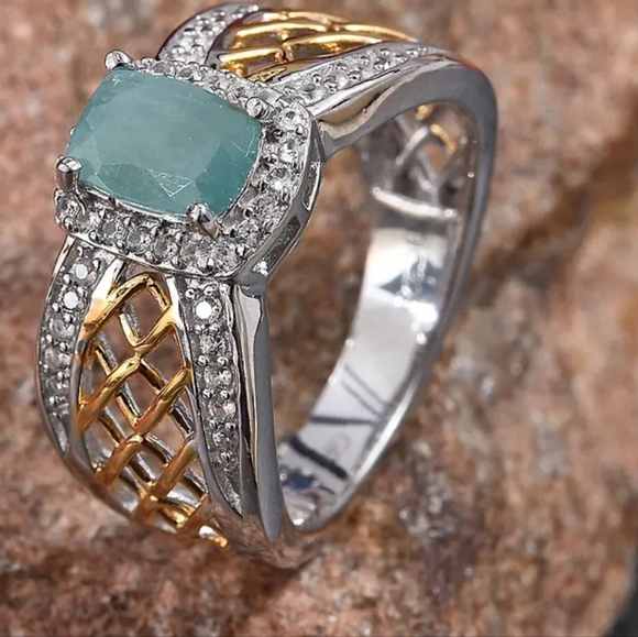 Genuine Grandidierite & Diamonds 💍 14k Gold Accents & Platinum over 925 Sz 8! - Picture 3 of 3